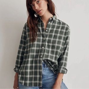 Madewell green plaid button down